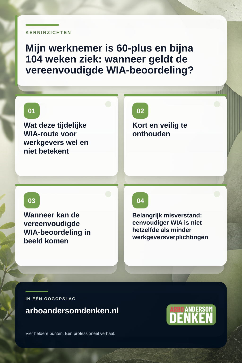 Mijn werknemer is 60-plus en bijna 104 weken ziek: wanneer geldt de vereenvoudigde WIA-beoordeling? infographic