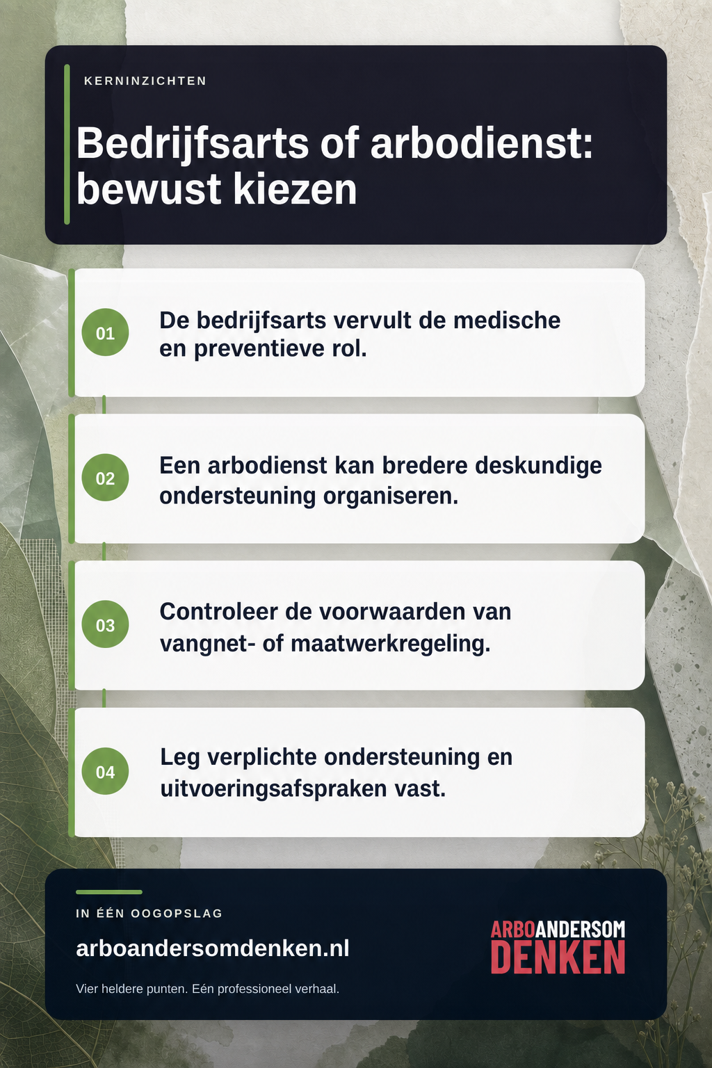 Bedrijfsarts of arbodienst: hoe bepaal je wat je als werkgever nodig hebt? infographic